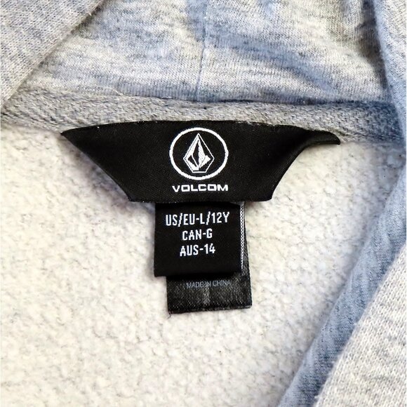 Volcom Youth Hoodie Sweatshirt L 12Y Grey Cotton Blend Long Sleeve Casual - Picture 4 of 14